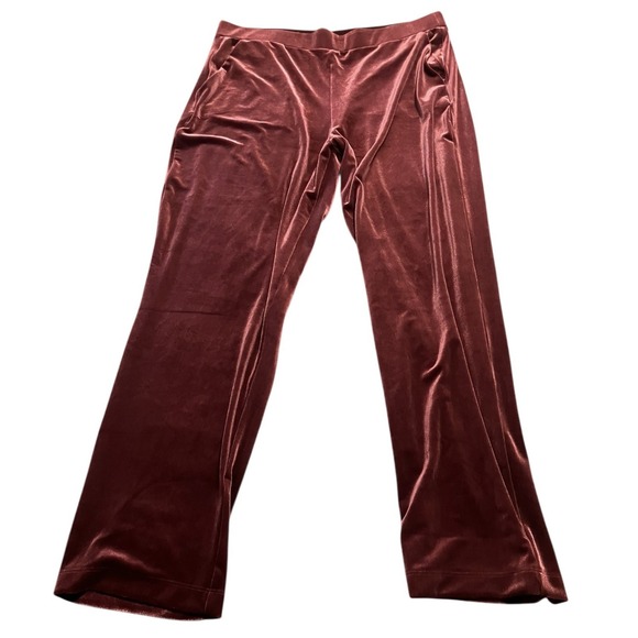 LOFT Pants - NWT Velvet Dressy Wide Leg Pants Lounge Party Burgundy Pull‎ On Loft  XL  TALL